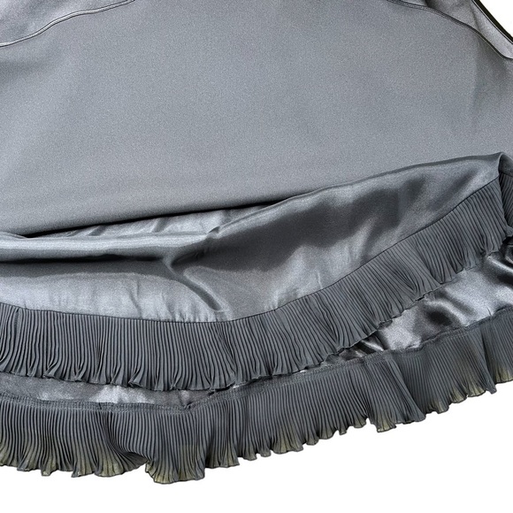 WHBM Black Satin Halter Ruffle Cocktail Dress With Pockets Size 4 - Picture 10 of 16